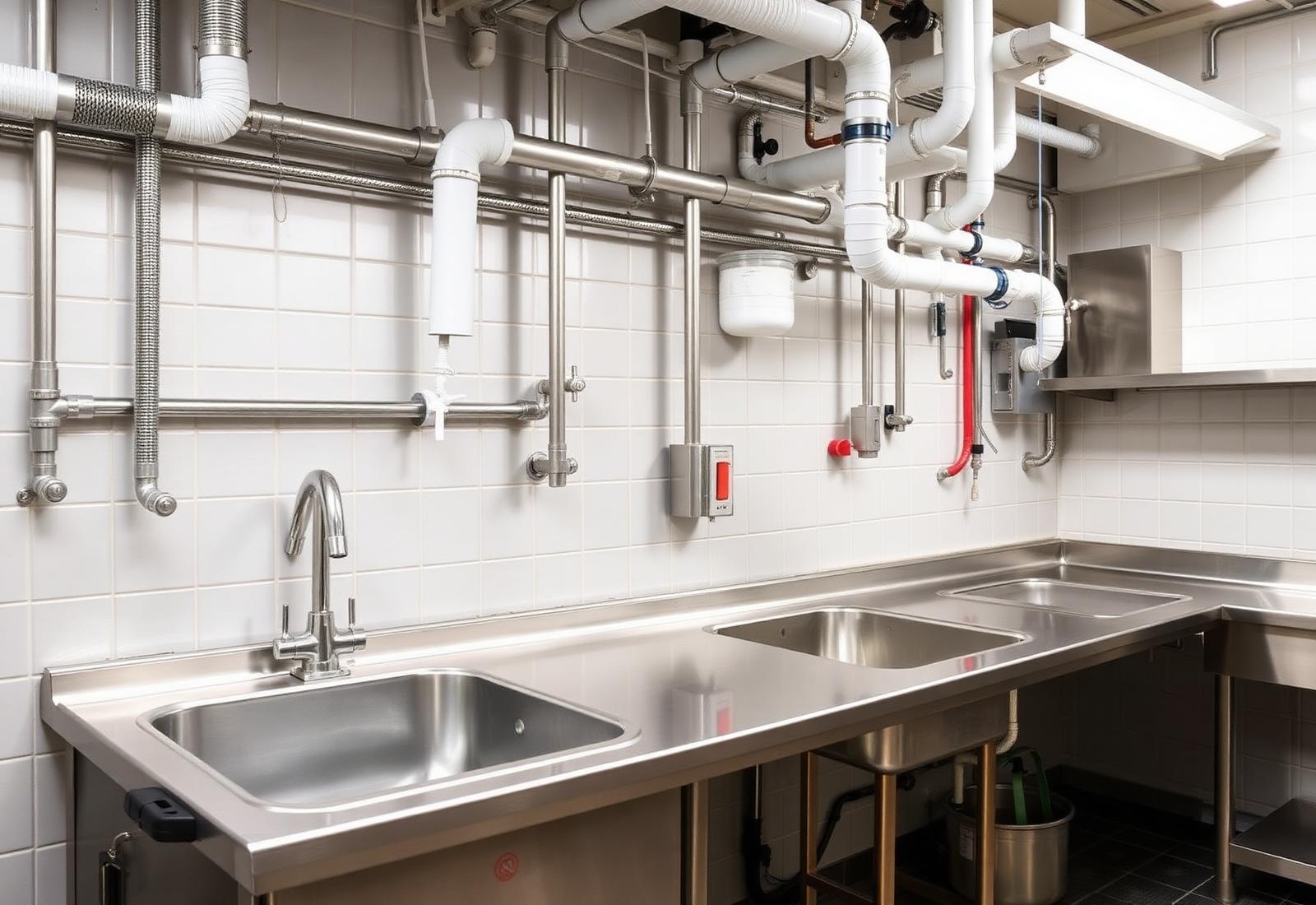 Commercial kitchen plumbing installation